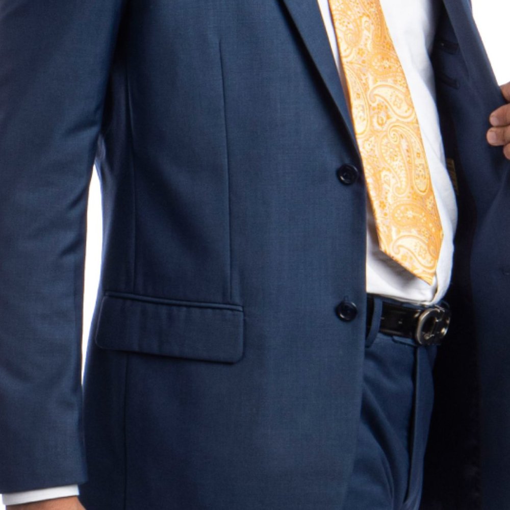 Mens 2pc Modern Fit Suit Notch Lapel, Indigo Blue - Picture 5 of 5